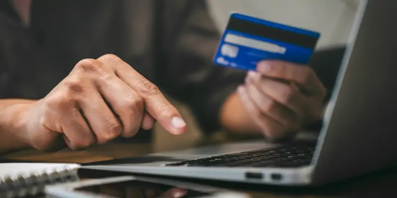 person using credit card online